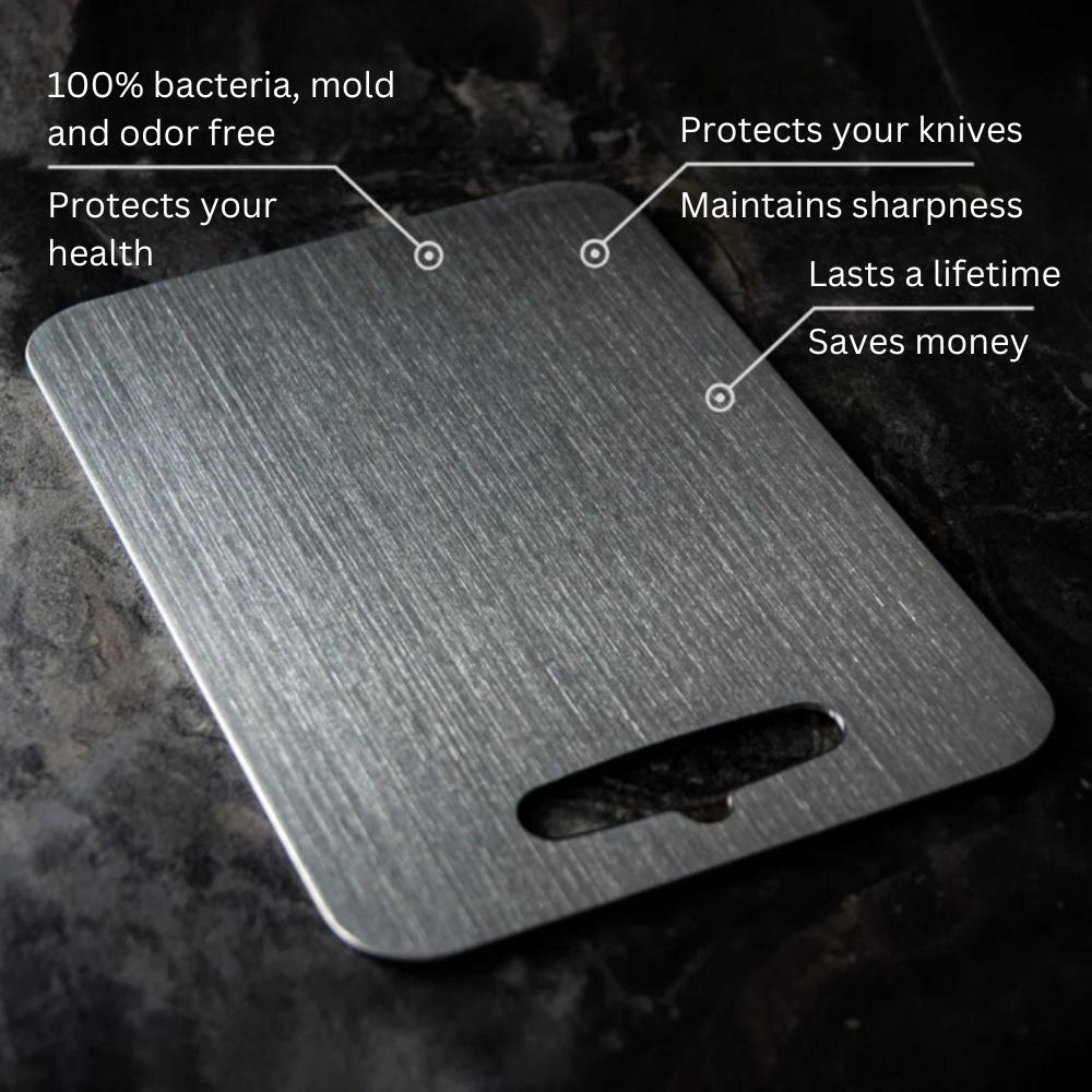 Titanium Cutting Board | Antibacterial | Knife-Friendly | Dishwasher Safe | S, M & L | Silver