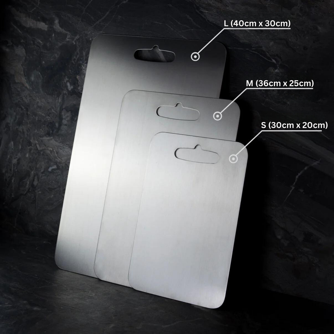 Titanium Cutting Board | Antibacterial | Knife-Friendly | Dishwasher Safe | S, M & L | Silver
