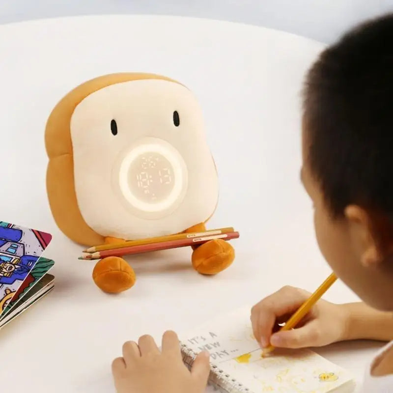 Toast Plushie Alarm Clock Night Light Rechargeable Dual Alarm