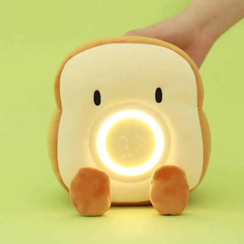 Toast Plushie Alarm Clock Night Light Rechargeable Dual Alarm