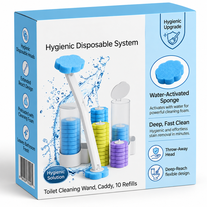 Toilet Cleaning Set | Wand, Caddy And Ten Refill Heads