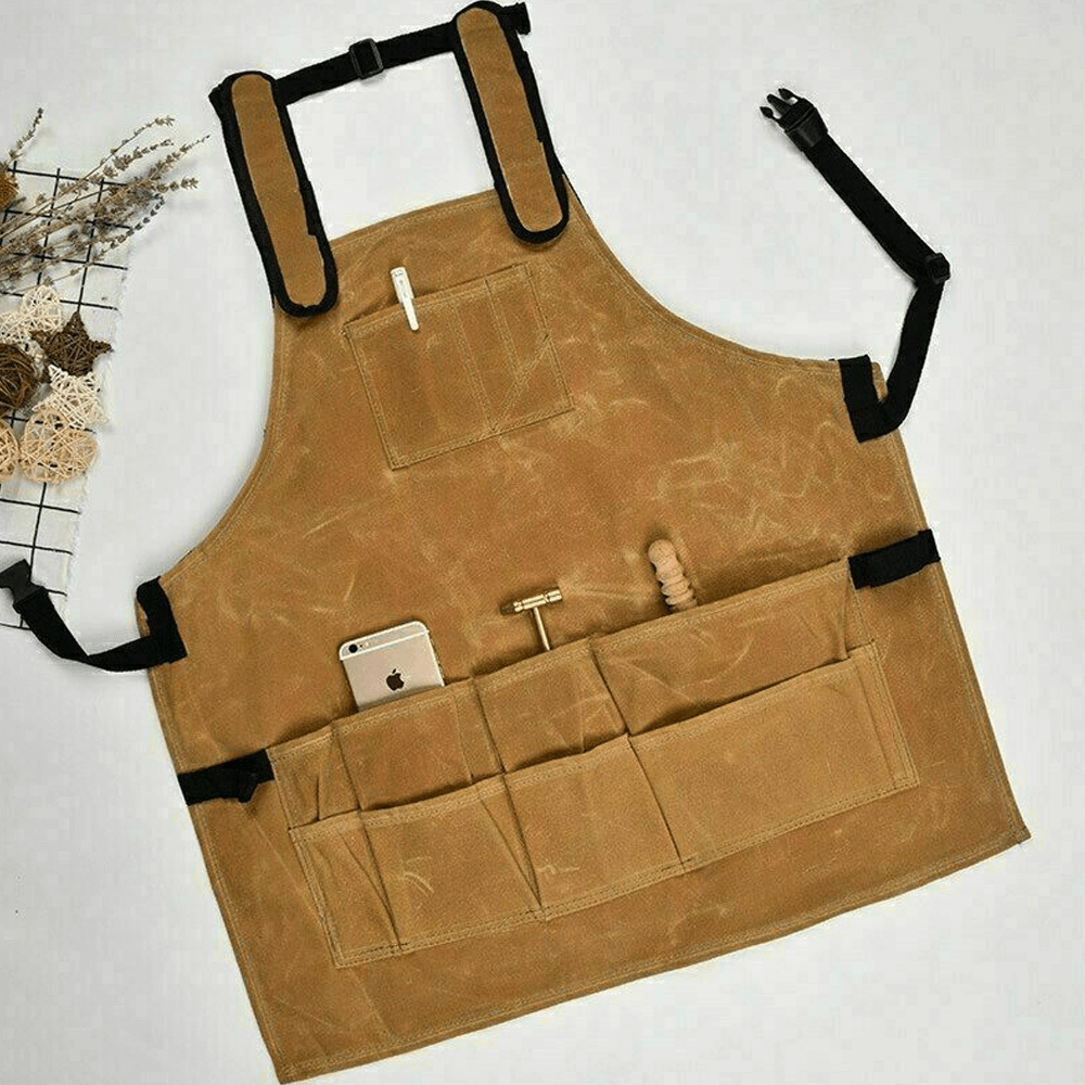Tool Apron with Multiple Pockets | Adjustable Shoulder Straps for Comfortable Fit | Holds Hammers, Wrenches and Screwdrivers