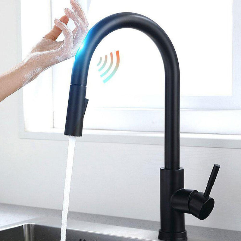 Touchless Sensor Kitchen Tap, Stainless Steel Deck-Mounted | Pull-Out Spray, 4 Colour Finishes | Hands-Free Hot &amp; Cold Control