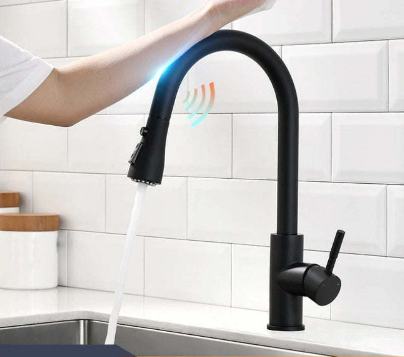 Touchless Sensor Kitchen Tap, Stainless Steel Deck-Mounted | Pull-Out Spray, 4 Colour Finishes | Hands-Free Hot &amp; Cold Control