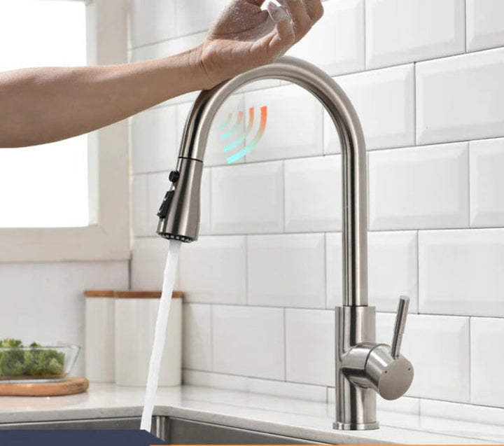 Touchless Sensor Kitchen Tap, Stainless Steel Deck-Mounted | Pull-Out Spray, 4 Colour Finishes | Hands-Free Hot &amp; Cold Control