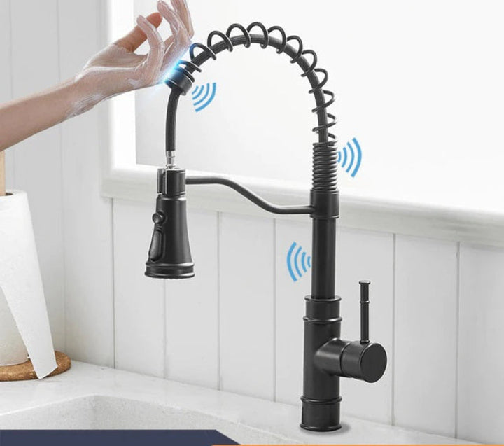 Touchless Sensor Kitchen Tap, Stainless Steel Deck-Mounted | Pull-Out Spray, 4 Colour Finishes | Hands-Free Hot &amp; Cold Control