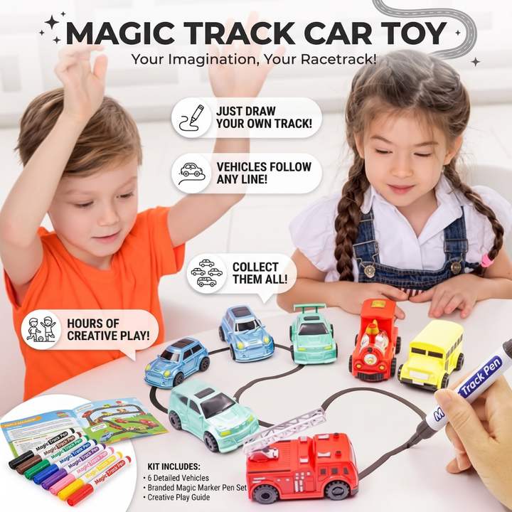 Track Car Toy | Follows Drawn Lines, No Track Pieces