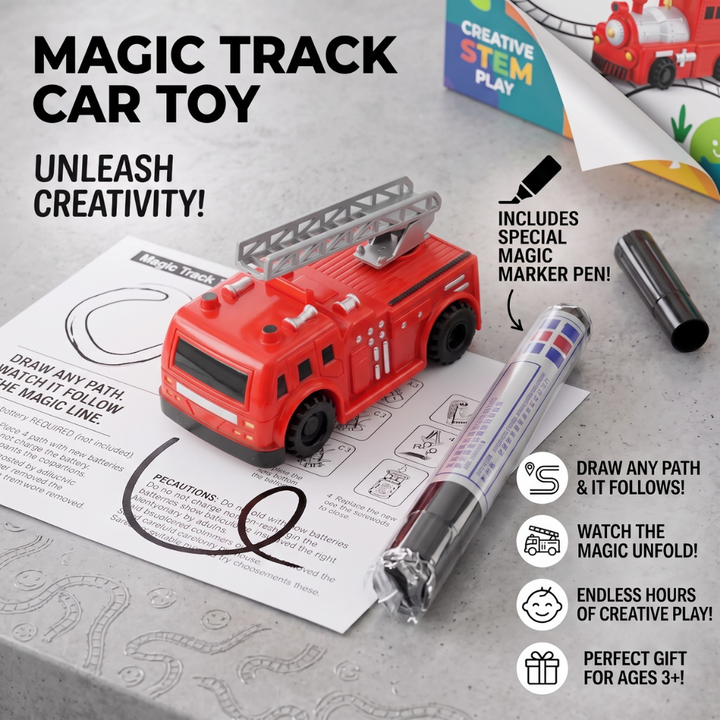 Track Car Toy | Follows Drawn Lines, No Track Pieces