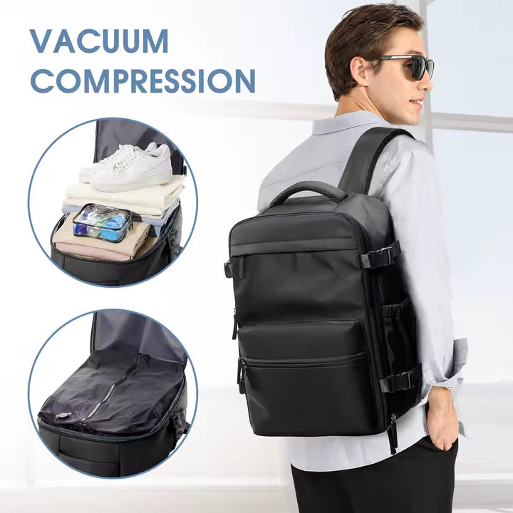 Travel Backpack | Vacuum Compression | Water-Repellent Oxford | Laptop up to 17" | USB Pump Included