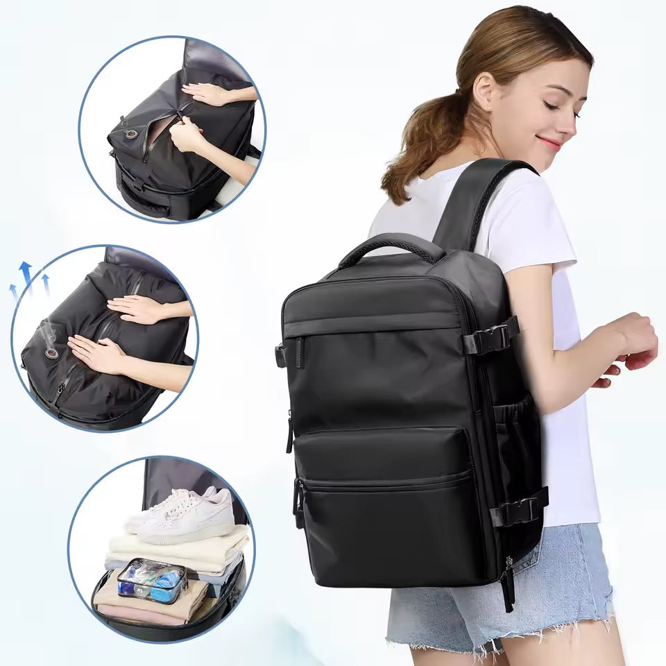 Travel Backpack | Vacuum Compression | Water-Repellent Oxford | Laptop up to 17" | USB Pump Included