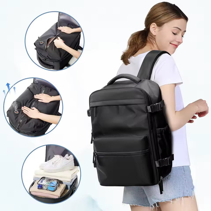 Travel Backpack | Vacuum Compression | Water-Repellent Oxford | Laptop up to 17" | USB Pump Included