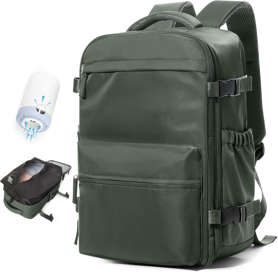 Travel Backpack | Vacuum Compression | Water-Repellent Oxford | Laptop up to 17" | USB Pump Included