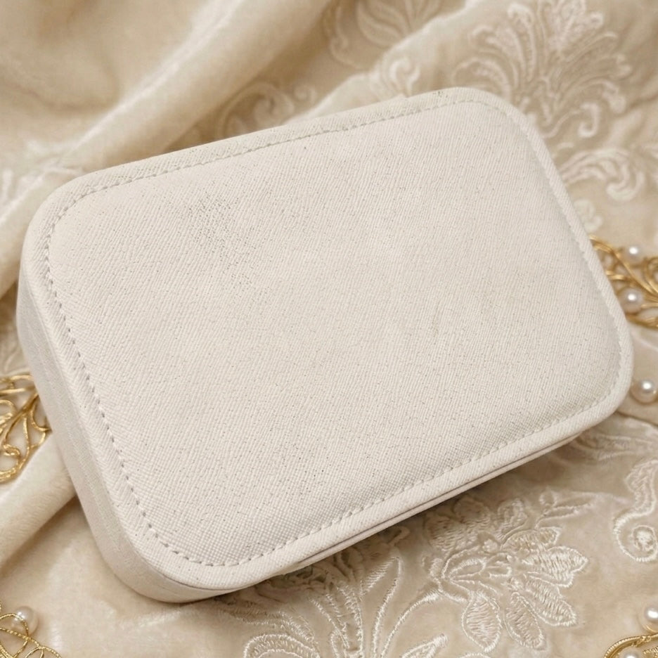 Travel Jewelry Case | Double Layer | Velvet Lining | 3 Compartments | Compact | 16x11x5cm