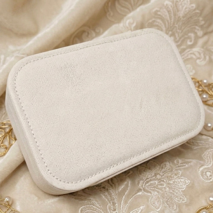 Travel Jewelry Case | Double Layer | Velvet Lining | 3 Compartments | Compact | 16x11x5cm