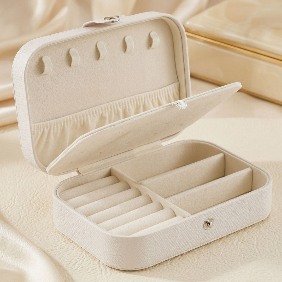 Travel Jewelry Case | Double Layer | Velvet Lining | 3 Compartments | Compact | 16x11x5cm