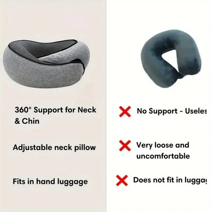 Travel Neck Pillow | Memory Foam U-Shape Chin Support Pillow