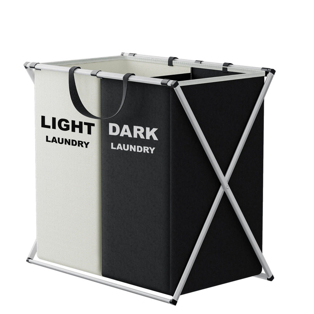 TriSort | Multi-Section Laundry Hamper | Foldable Clothes Basket with Compartments 0