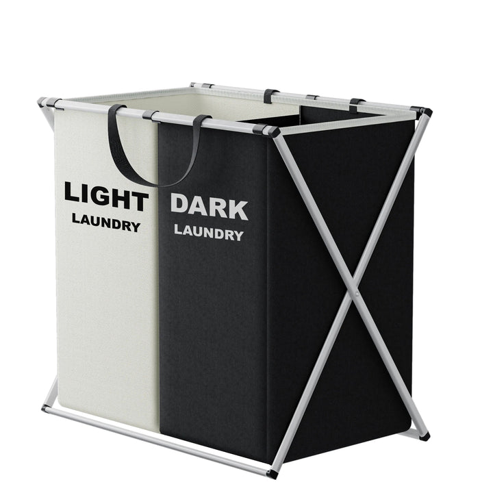 TriSort | Multi-Section Laundry Hamper | Foldable Clothes Basket with Compartments 0