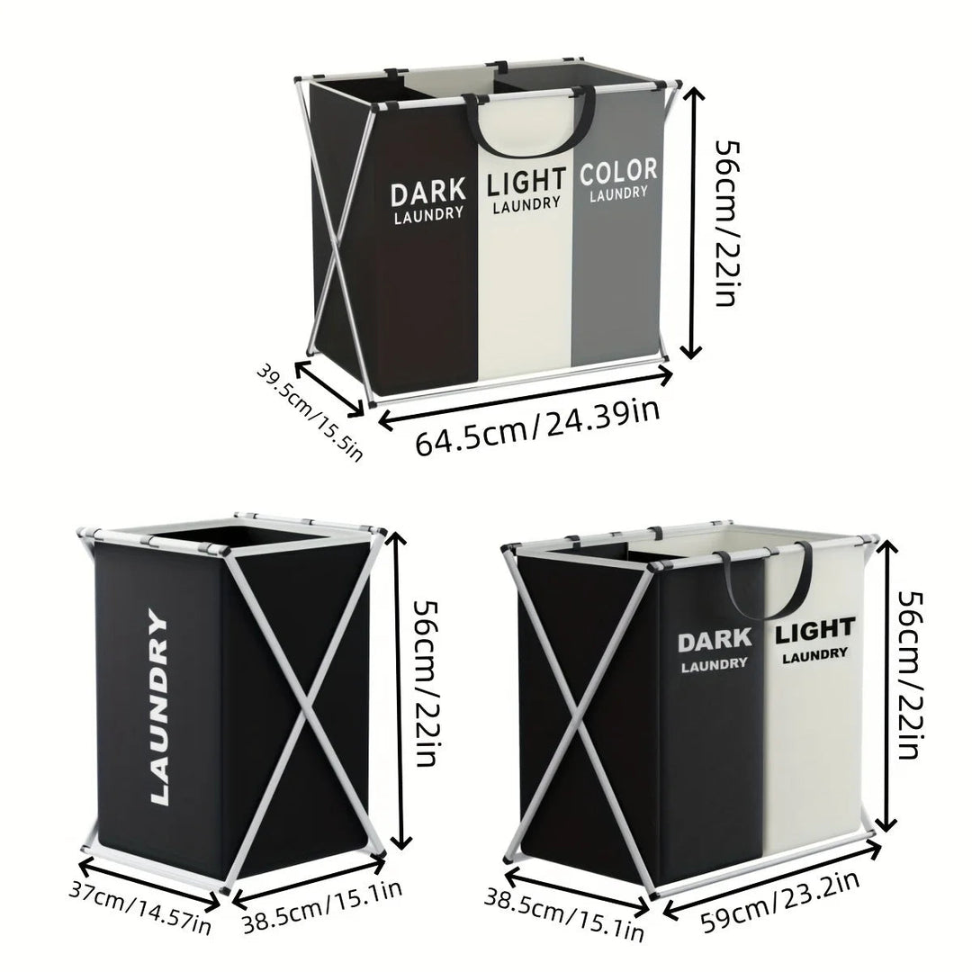 TriSort | Multi-Section Laundry Hamper | Foldable Clothes Basket with Compartments 3