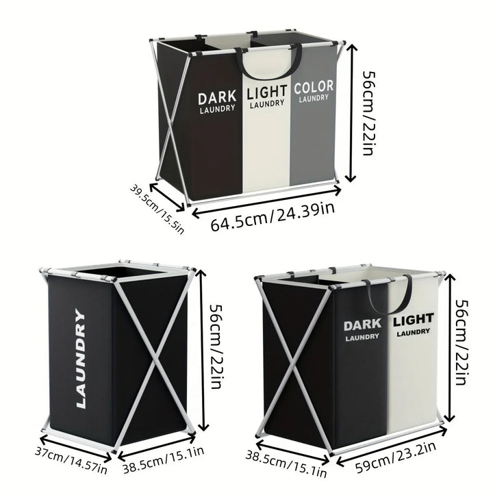 TriSort | Multi-Section Laundry Hamper | Foldable Clothes Basket with Compartments 3