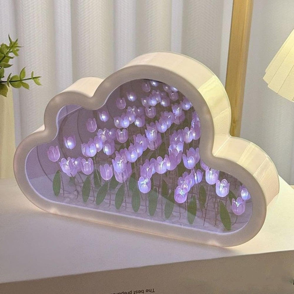 Tulip Cloud Lamp | Mirrored Back, Massed Tulip Heads