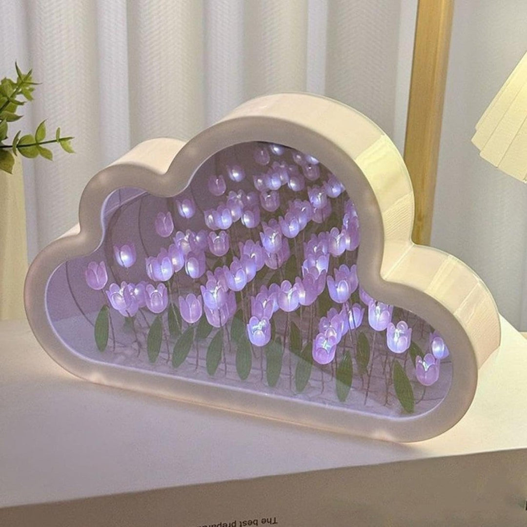 Tulip Cloud Lamp | Mirrored Back, Massed Tulip Heads
