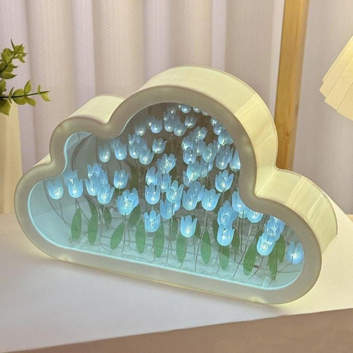 Tulip Cloud Lamp | Mirrored Back, Massed Tulip Heads