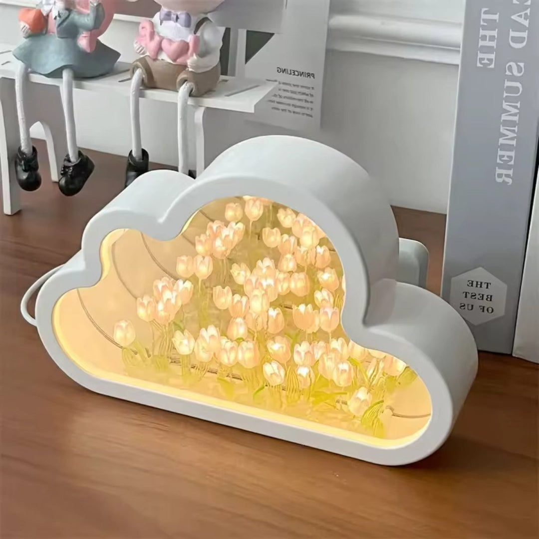 Tulip Cloud Lamp | Mirrored Back, Massed Tulip Heads