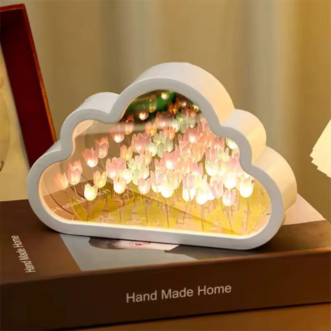 Tulip Cloud Lamp | Mirrored Back, Massed Tulip Heads