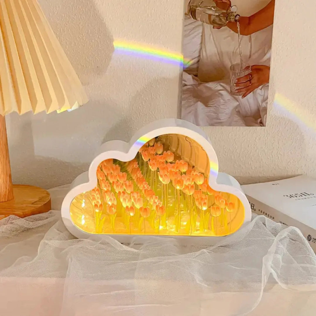 Tulip Cloud Lamp | Mirrored Back, Massed Tulip Heads