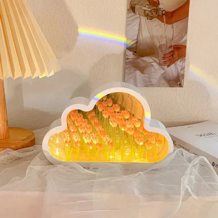 Tulip Cloud Lamp | Mirrored Back, Massed Tulip Heads