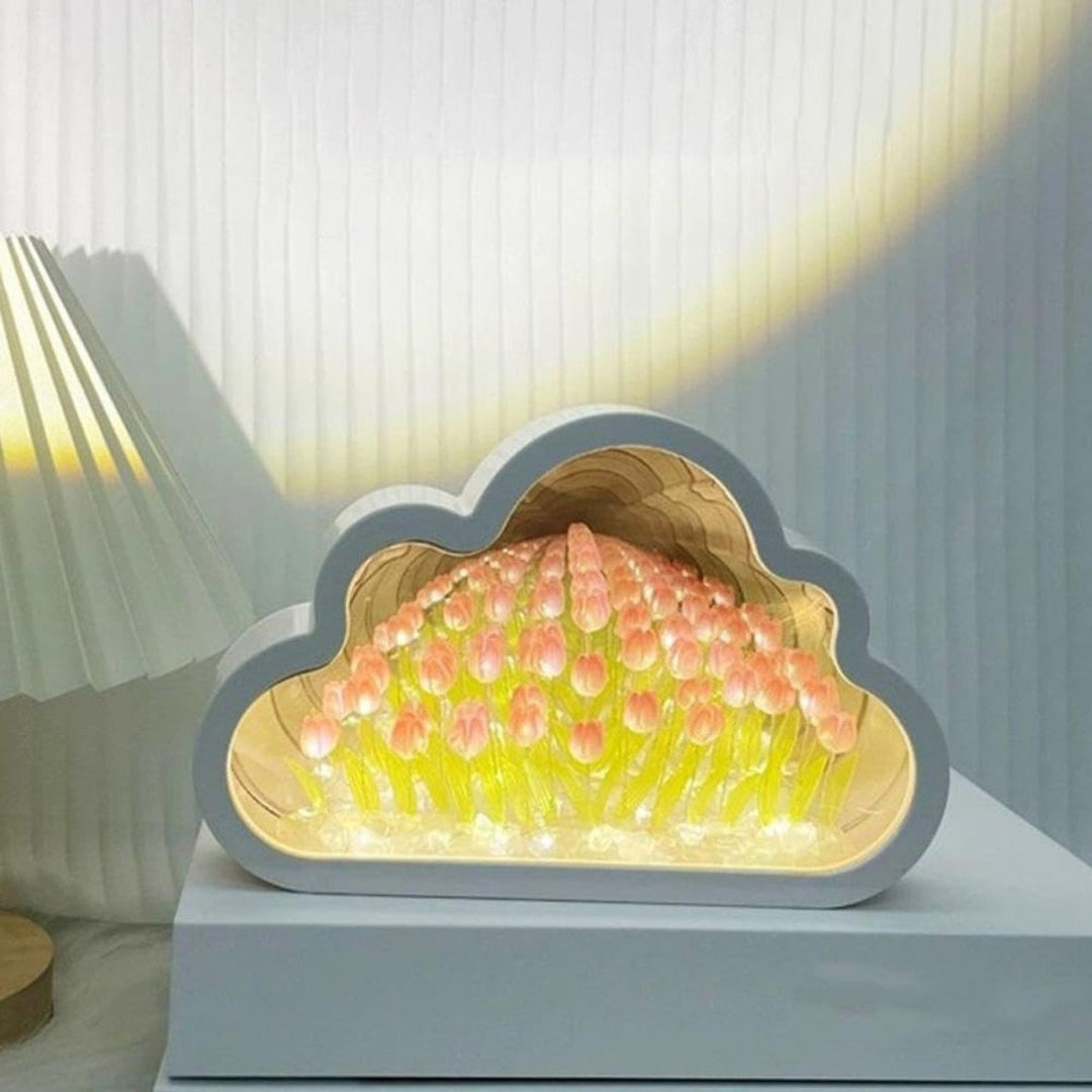Tulip Cloud Lamp | Mirrored Back, Massed Tulip Heads