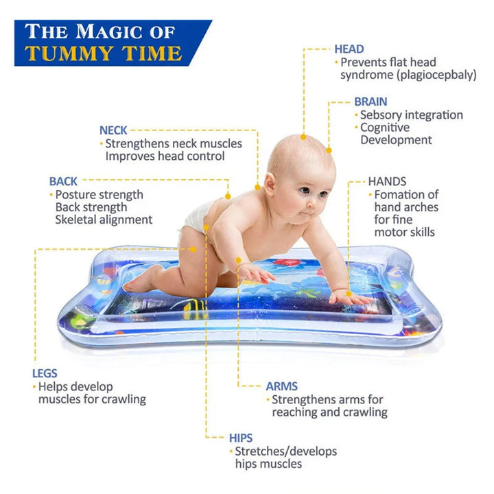 Tummy Time Toy | Inflatable Sensory Water Play Mat with Ocean Design