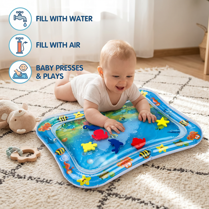 Tummy Time Toy | Inflatable Sensory Water Play Mat with Ocean Design