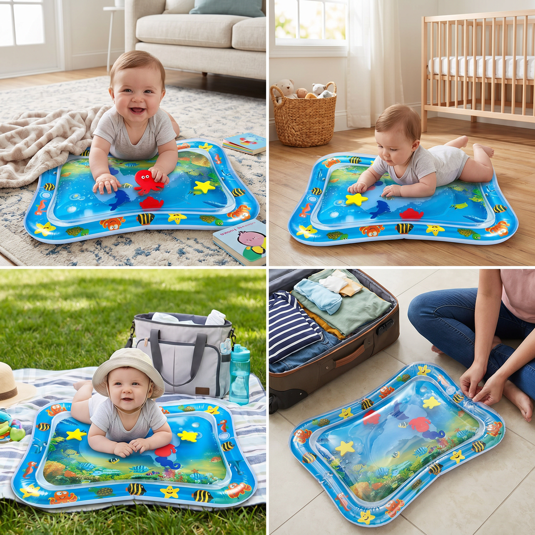 Tummy Time Toy | Inflatable Sensory Water Play Mat with Ocean Design