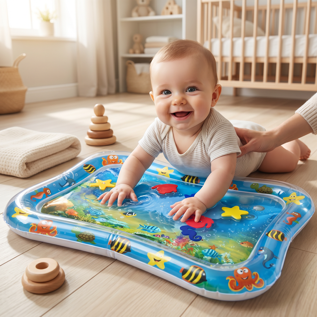 Tummy Time Toy | Inflatable Sensory Water Play Mat with Ocean Design
