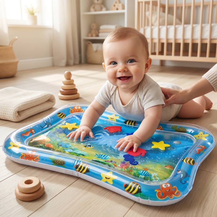 Tummy Time Toy | Inflatable Sensory Water Play Mat with Ocean Design