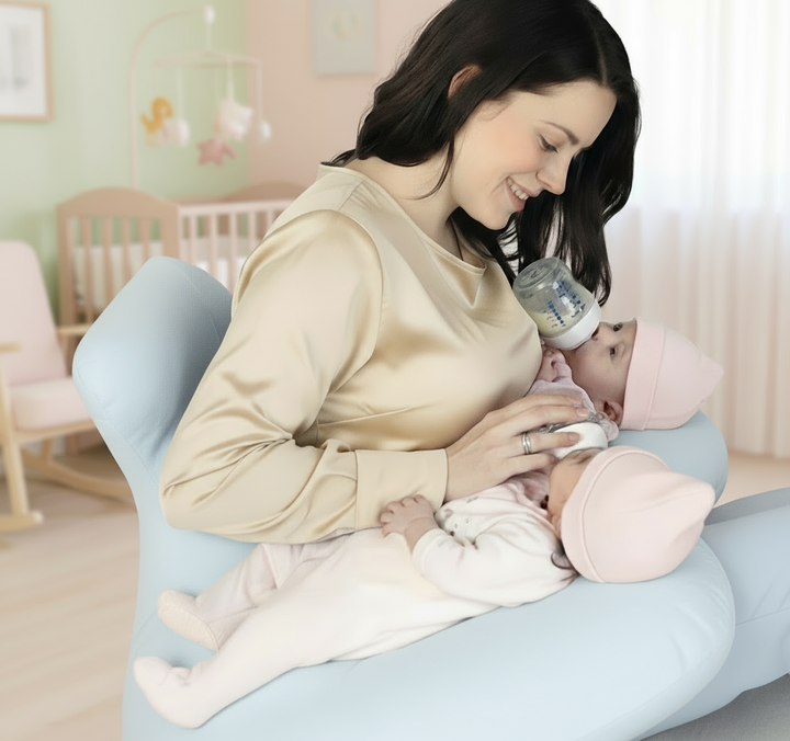 Twin Nursing Pillow | Ergonomic Support | Tandem Feeding | Removable Washable Cover