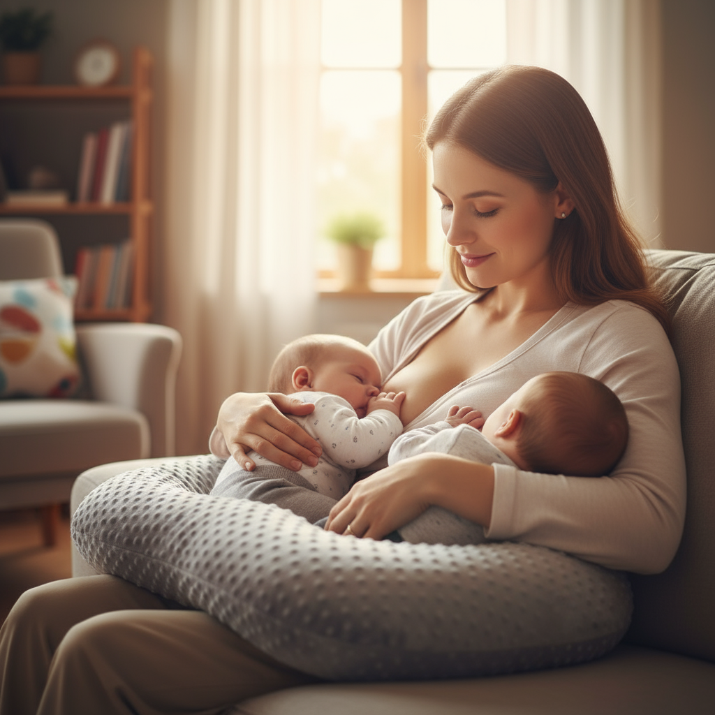 Twin Nursing Pillow | Ergonomic Support | Tandem Feeding | Removable Washable Cover