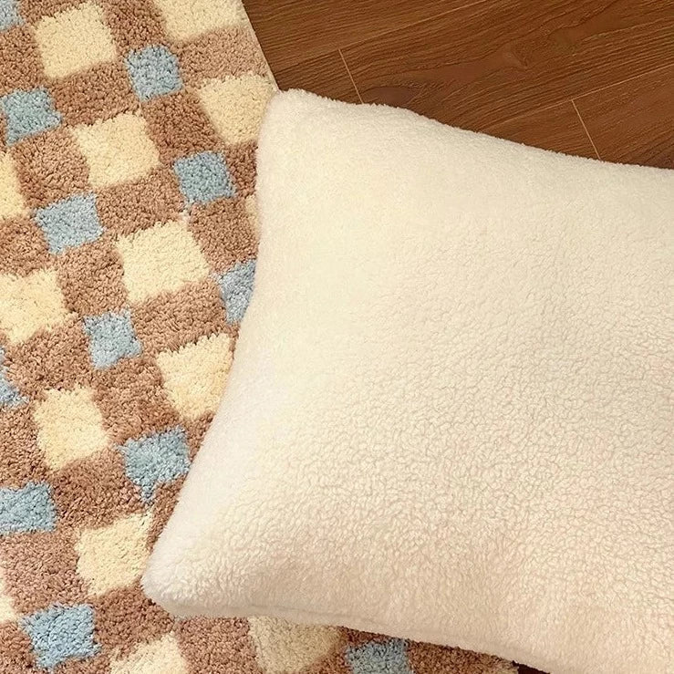 Two-Tone Grid Rug Polyester | Non-Slip TPR Base | Machine Washable Checkered Floor Mat for Living Room, Bedroom, Hallway