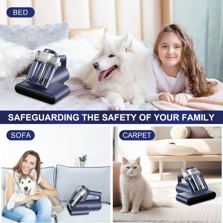 UV Mattress Vacuum Cleaner | HEPA Filter, UVC Light and Anion Technology | Dual-Chamber Dust and Hair Separation