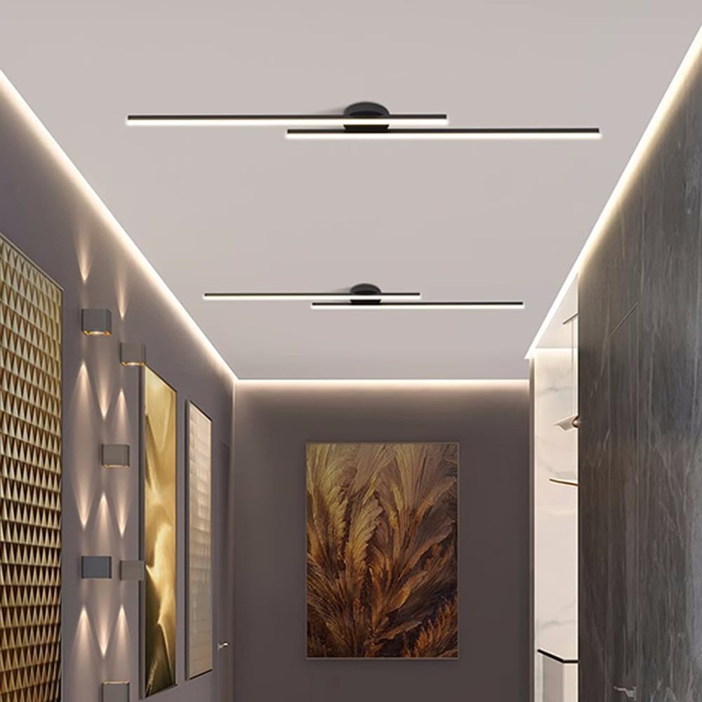 Ultra-Slim Linear LED Ceiling Light, Aluminium Ø 60-120 cm | Black, White, Gold | Dimmable, 3 Colour Temperatures