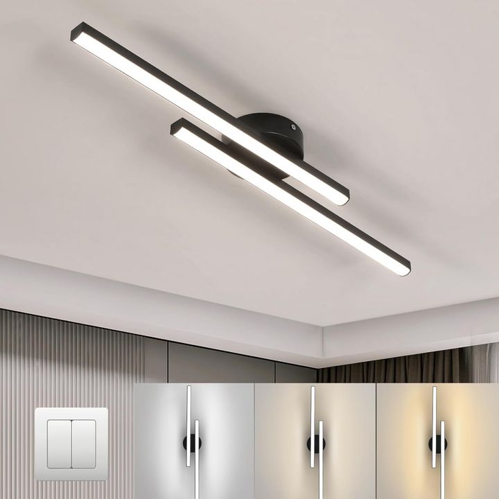 Ultra-Slim Linear LED Ceiling Light, Aluminium Ø 60-120 cm | Black, White, Gold | Dimmable, 3 Colour Temperatures