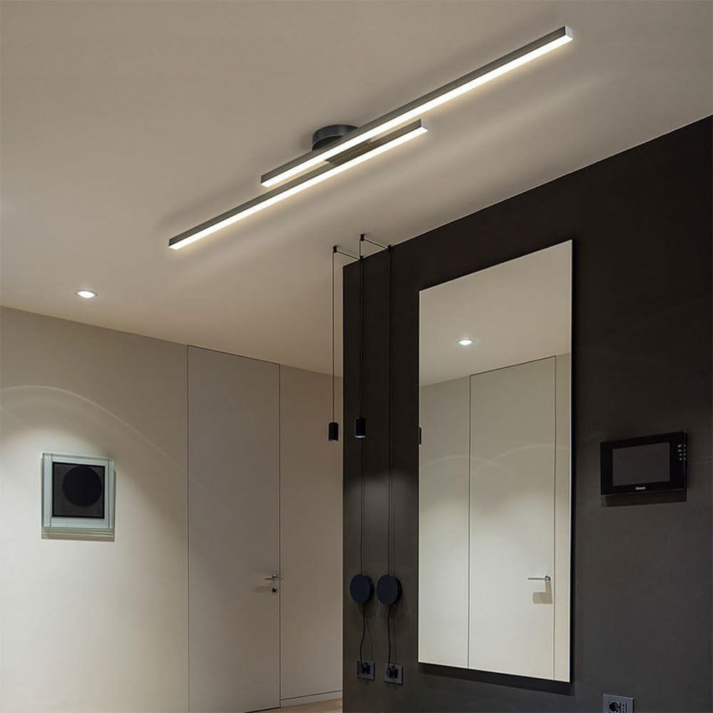 Ultra-Slim Linear LED Ceiling Light, Aluminium Ø 60-120 cm | Black, White, Gold | Dimmable, 3 Colour Temperatures