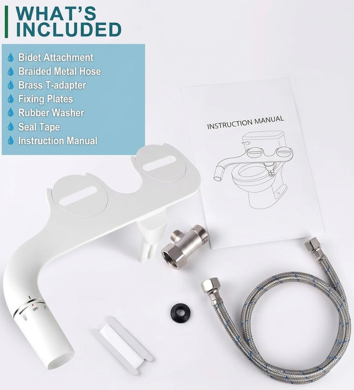 Ultra-Thin Bidet Attachment | Dual Spray Nozzles | Adjustable Pressure | Fits Standard Toilets