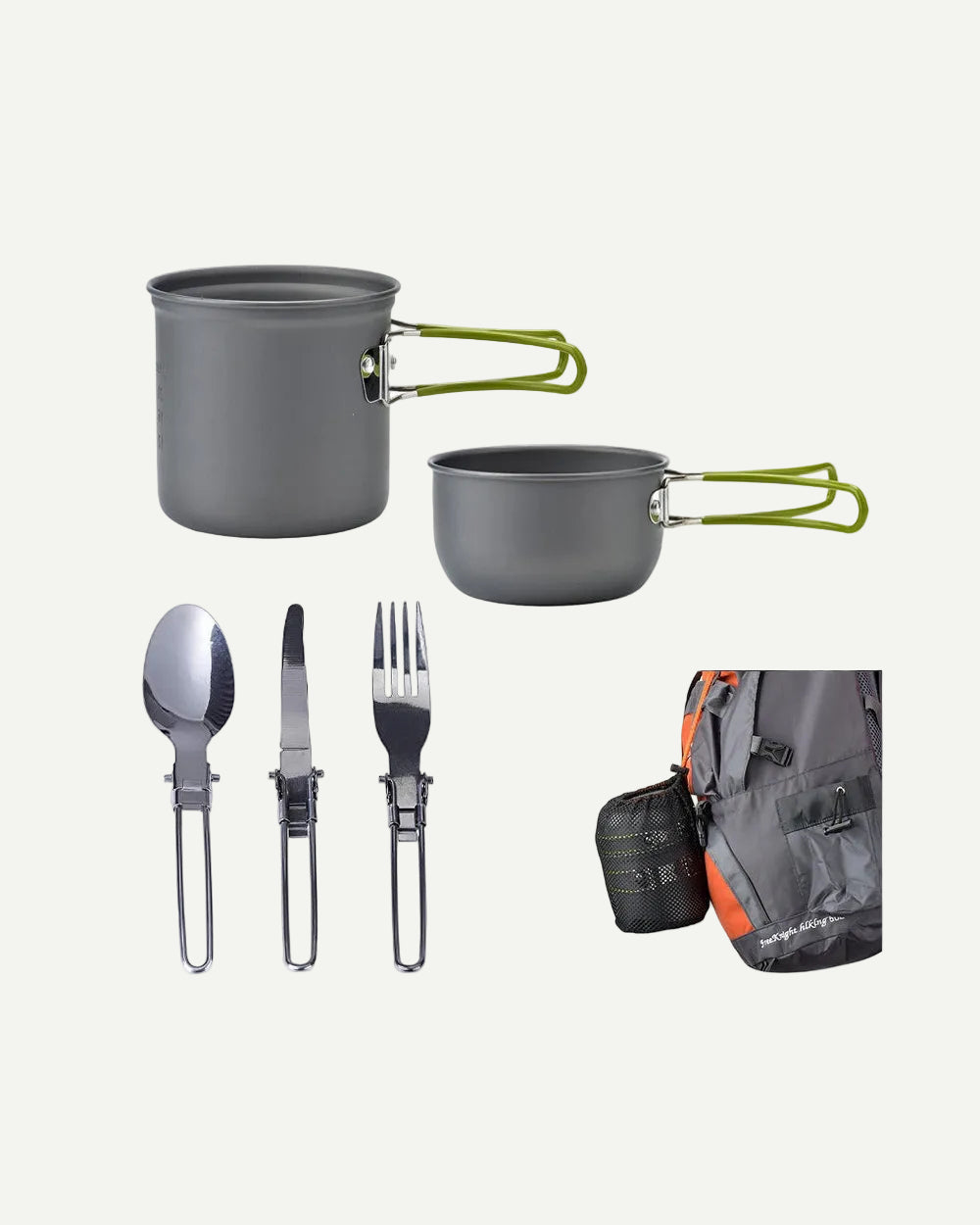 Ultralight Camping Cookware Set | Hard Anodized Aluminum | 430g | 1–2 Person | Complete Kit