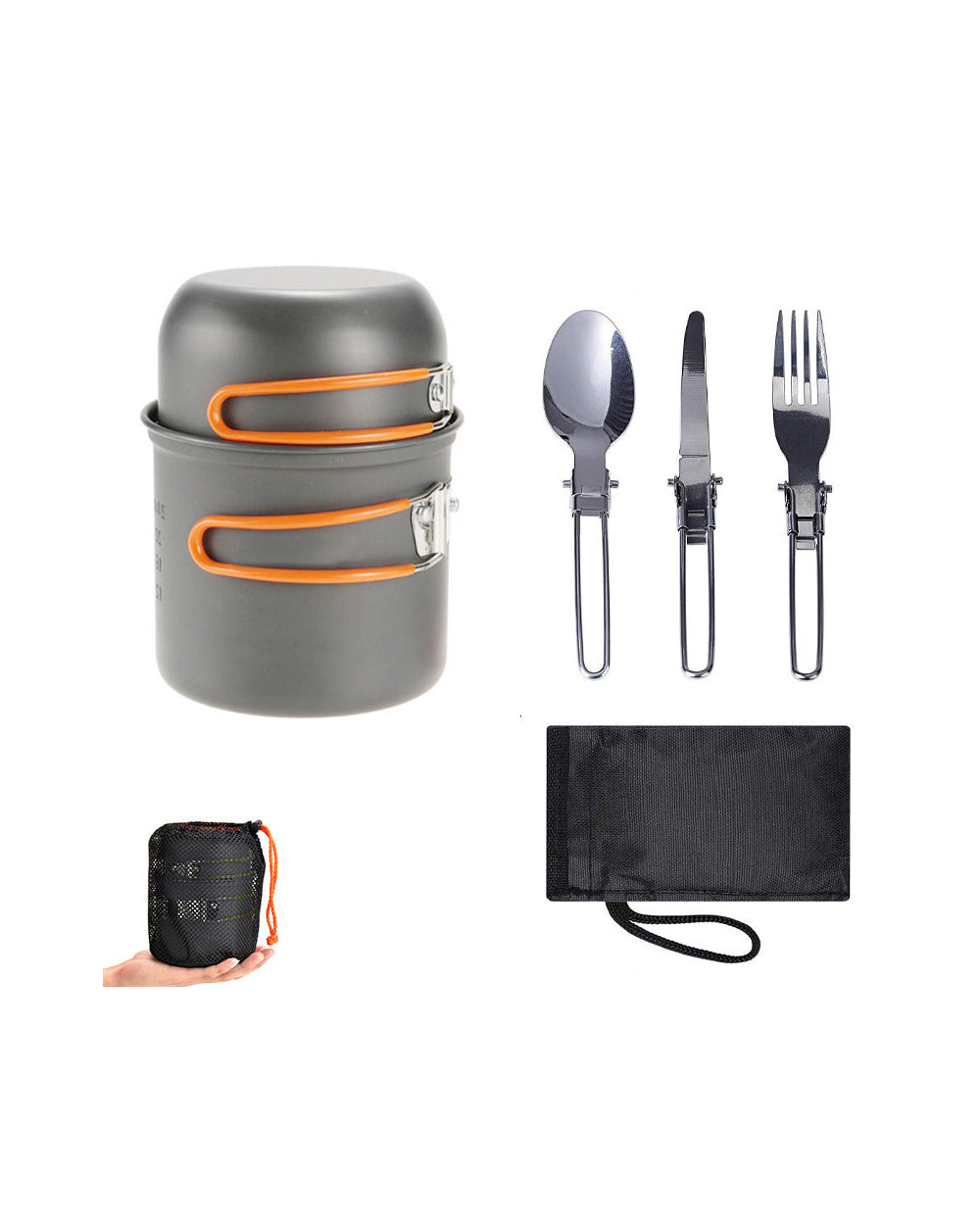 Ultralight Camping Cookware Set | Hard Anodized Aluminum | 430g | 1–2 Person | Complete Kit