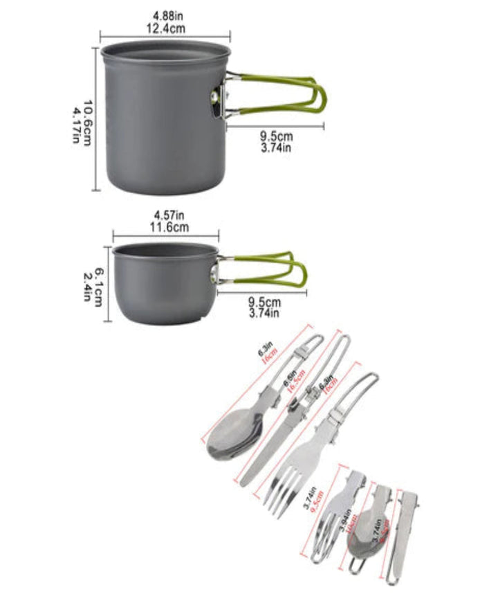 Ultralight Camping Cookware Set | Hard Anodized Aluminum | 430g | 1–2 Person | Complete Kit