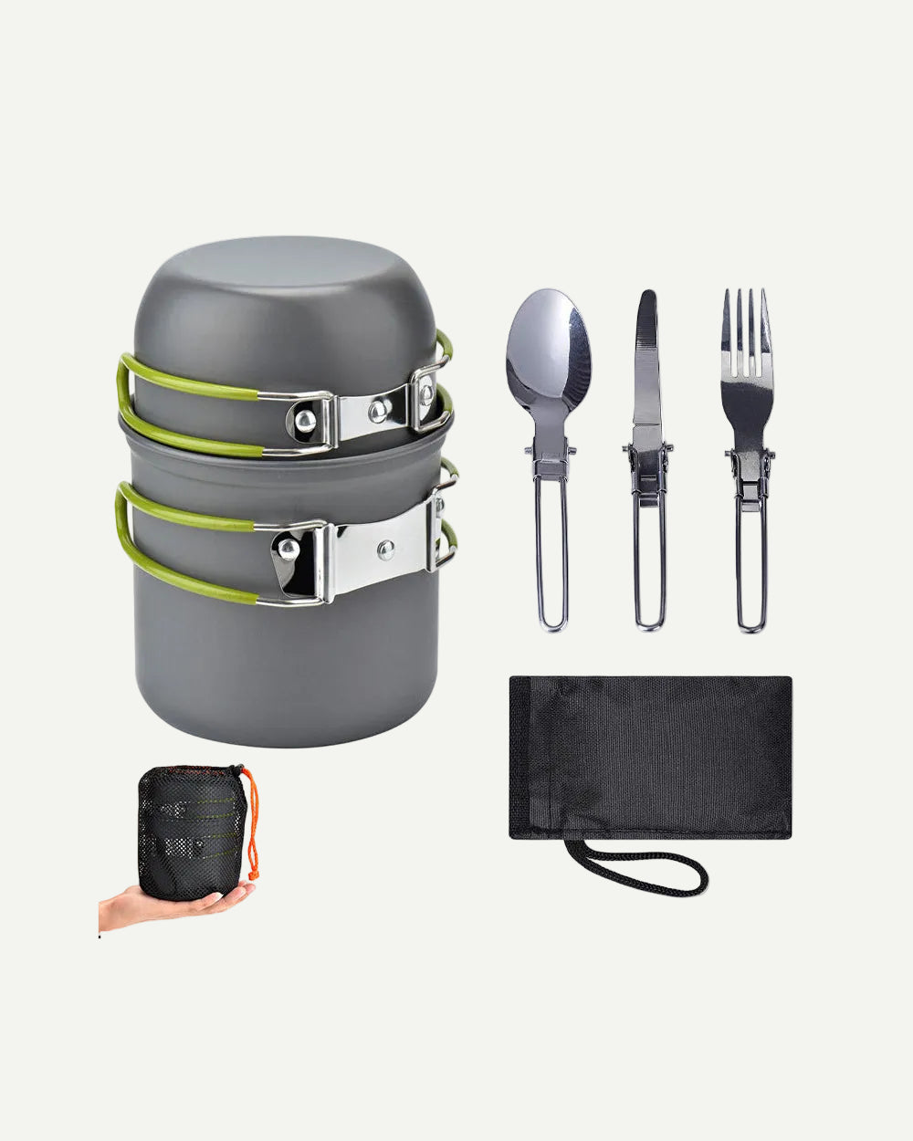 Ultralight Camping Cookware Set | Hard Anodized Aluminum | 430g | 1–2 Person | Complete Kit