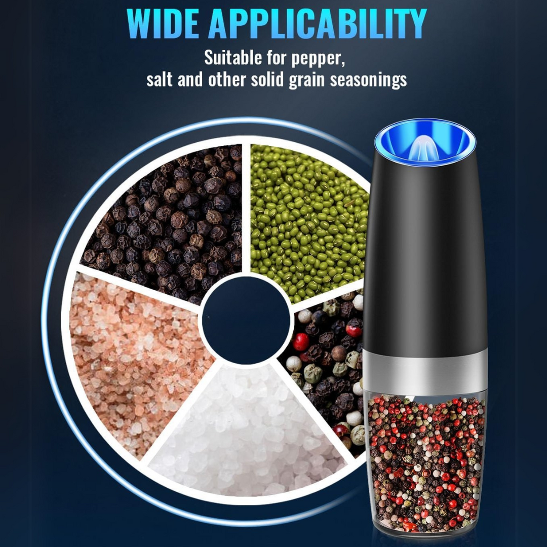 Electric Salt Pepper Grinder Set Rechargeable LED Gravity 8
